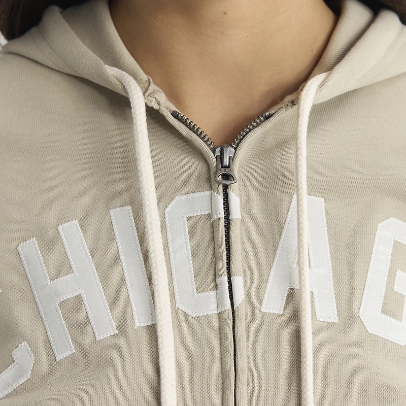 Sweat à capuche zippé Fanatics Sepia Tint Chicago Cubs Iconic Terry pour femme