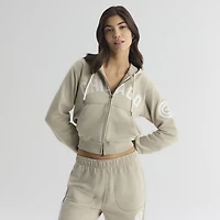 Women's Fanatics Sepia Tint Chicago Cubs Iconic Terry Full-Zip Hoodie