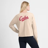 T-shirt Henley surdimensionné à manches longues Fanatics Tan Chicago Cubs pour femme
