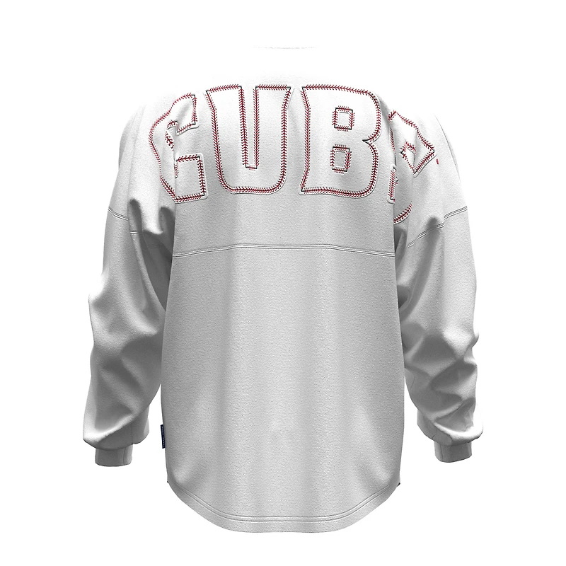 Women's Fanatics White Chicago Cubs Baseball Stitch Spirit Jersey Long Sleeve T-Shirt