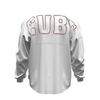 Women's Fanatics White Chicago Cubs Baseball Stitch Spirit Jersey Long Sleeve T-Shirt