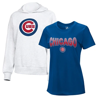 Ensemble t-shirt et sweat à capuche G-III 4Her pour femme par Carl Banks Royal/Bright Heather Ceramic des Chicago Cubs