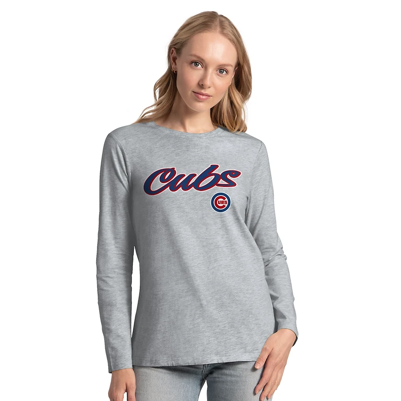 Women's G-III 4Her by Carl Banks Royal/Heather Gray Chicago Cubs Short-Sleeve and Long-Sleeve T-Shirt Combo Pack