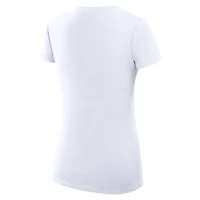 T-shirt G-III 4Her pour femme par Carl Banks, blanc, Chicago Cubs, coupe ultra-slim, léger, motif « Love », col en V.