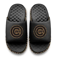 Sandales à enfiler ISlide noires pour femmes, motif guépard des Chicago Cubs