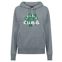 Sweat à capuche gris pour femme avec imprimé trèfle de la Saint-Patrick des Chicago Cubs Levelwear