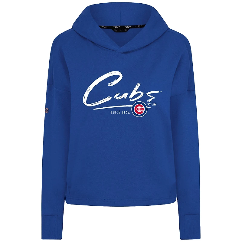Women's Levelwear Royal Chicago Cubs Accolade Sweet Express Cropped Tri-Blend Pullover Hoodie