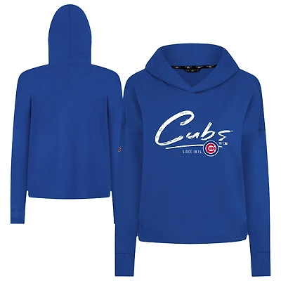 Women's Levelwear Royal Chicago Cubs Accolade Sweet Express Cropped Tri-Blend Pullover Hoodie