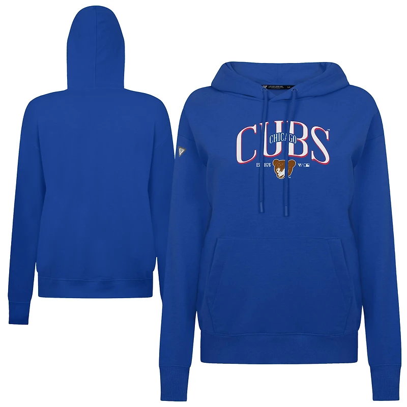 Sweat à capuche imprimé écossais Royal Chicago Cubs pour femme Levelwear Adorn Throwback Spellout