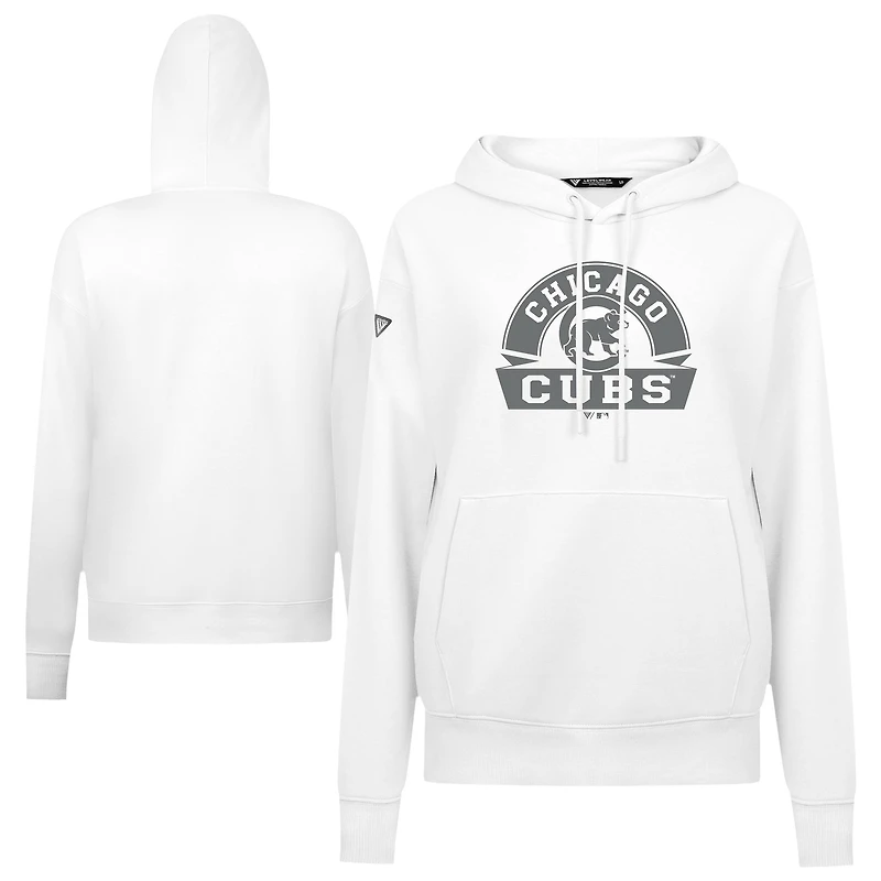 Women's Levelwear White Chicago Cubs Adorn Banner Arch Pullover Hoodie
