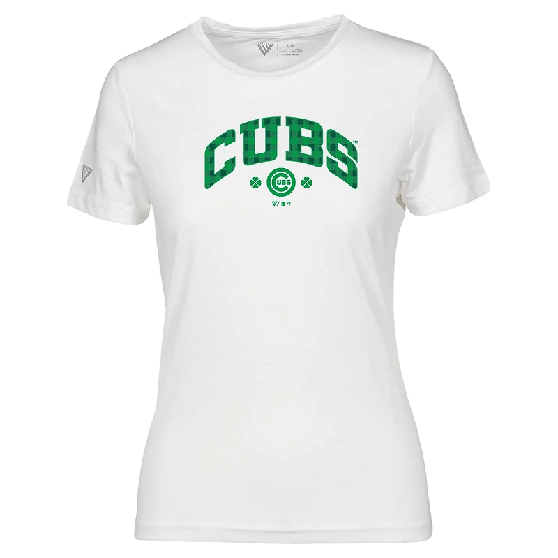 Women's Levelwear White Chicago Cubs St. Patrick's Day Maddox Plaid T-Shirt