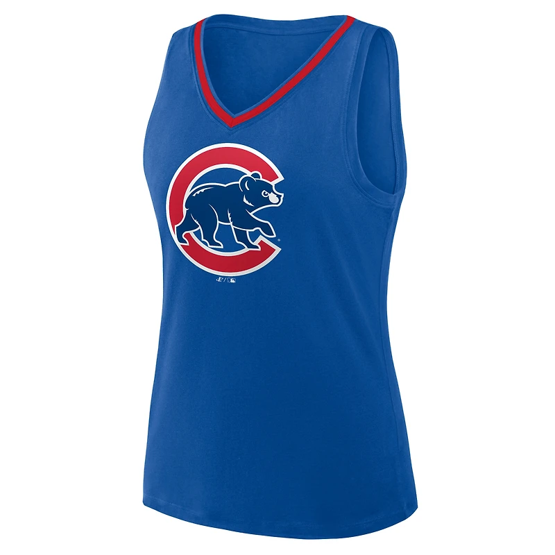Débardeur à col en V avec logo Athletic Royal Chicago Cubs Stellar Win pour femme