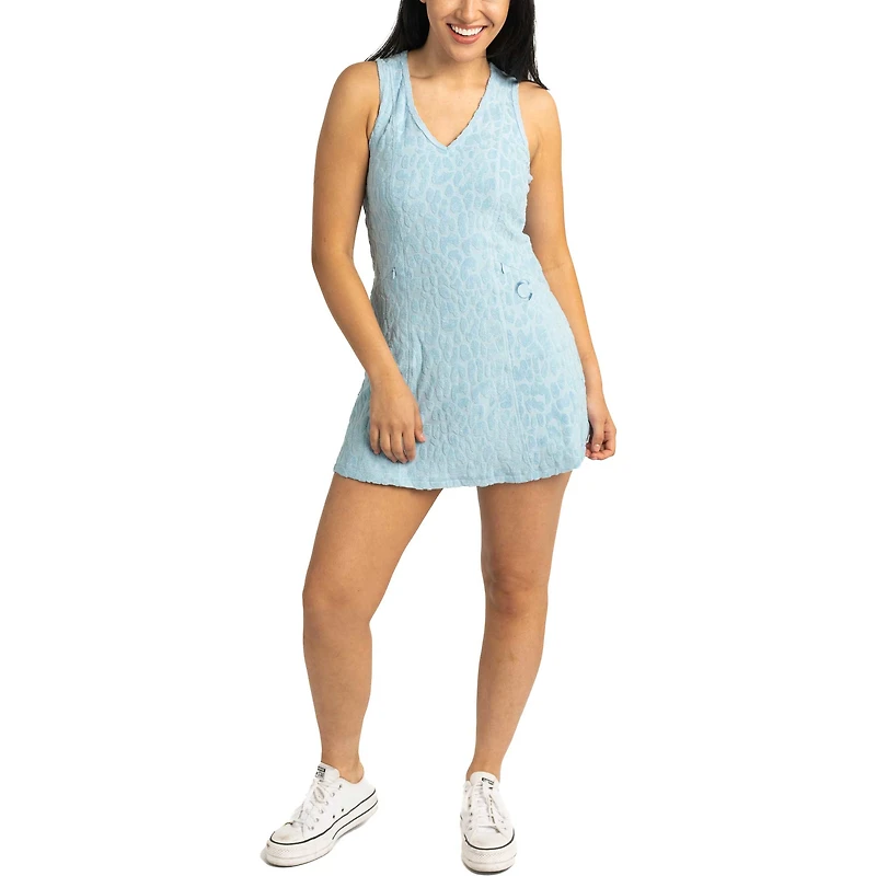 Robe dos nageur à col en V et imprimé léopard Tess des Chicago Cubs, bleu Lusso, pour femme