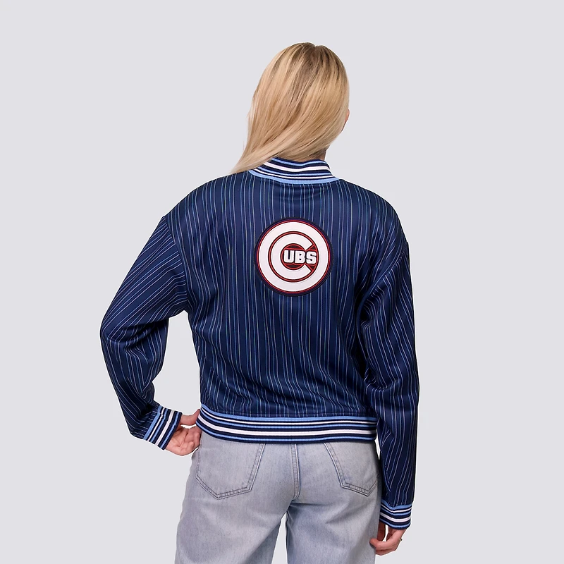 Women's Lusso Royal Chicago Cubs Genni Cropped Full-Zip Jacket