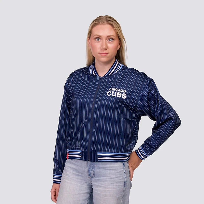 Women's Lusso Royal Chicago Cubs Genni Cropped Full-Zip Jacket