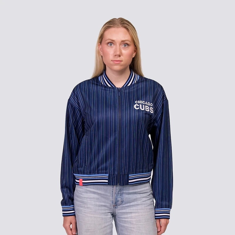 Women's Lusso Royal Chicago Cubs Genni Cropped Full-Zip Jacket
