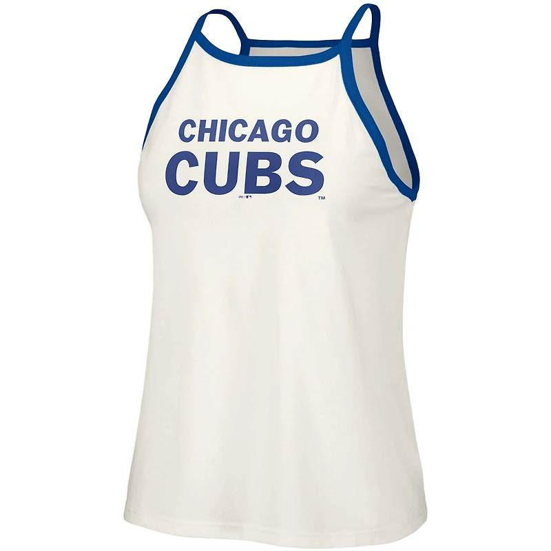 Women's Lusso  White Chicago Cubs Nadine Halter Tank Top