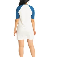 Women's Lusso  White Chicago Cubs Nettie Raglan Half-Sleeve Tri-Blend T-Shirt Dress