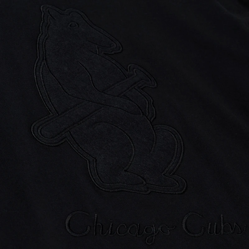 Women's Mitchell & Ness Black Chicago Cubs Cooperstown Collection Phantom Cropped T-Shirt