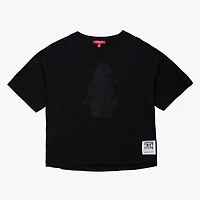 Women's Mitchell & Ness Black Chicago Cubs Cooperstown Collection Phantom Cropped T-Shirt