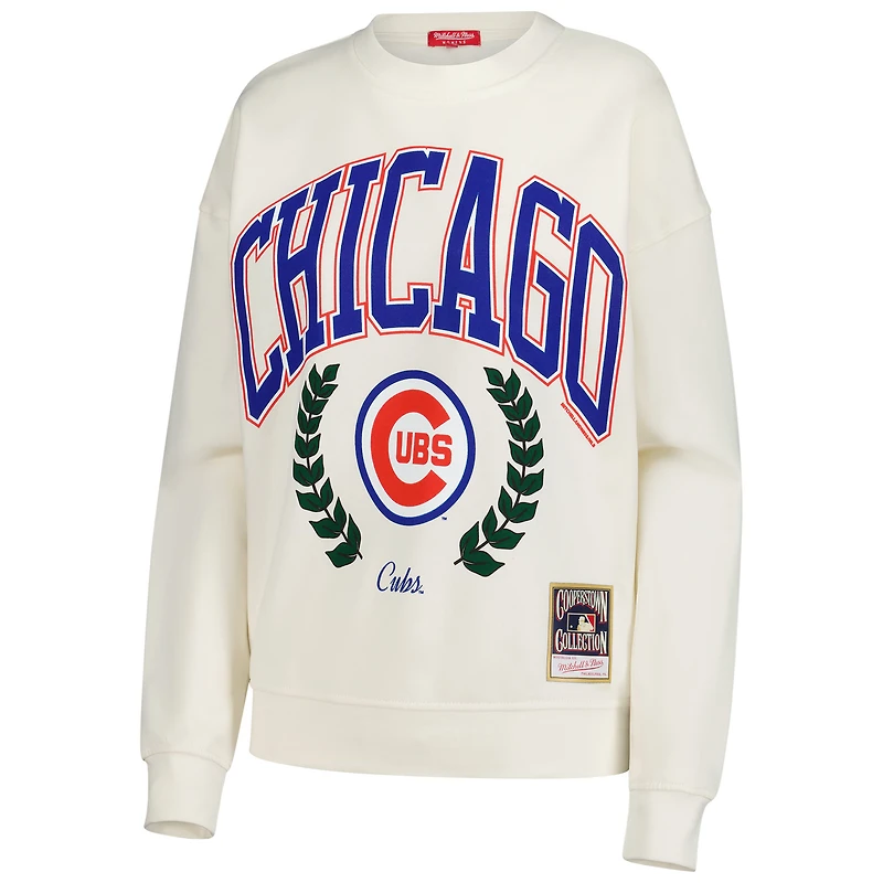 Sweat-shirt à enfiler Laurel pour femme Mitchell & Ness de la collection Cooperstown des Chicago Cubs, couleur crème