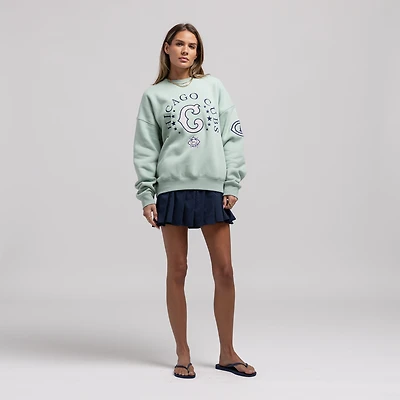 Sweat-shirt Mitchell & Ness vert Chicago Cubs Yacht Rock pour femme