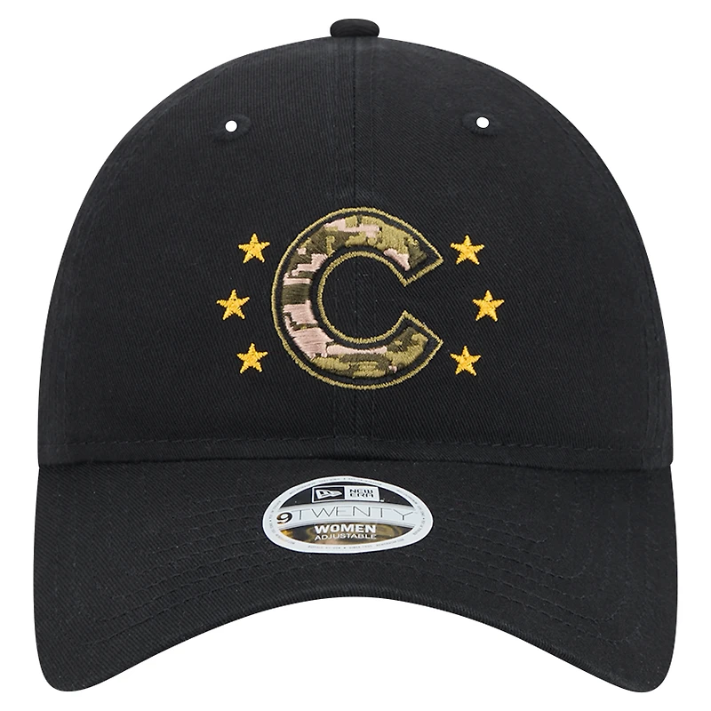 Casquette ajustable 9TWENTY pour la Journée des Forces armées 2024 des Chicago Cubs New Era noire pour femme