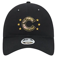 Casquette ajustable 9TWENTY pour la Journée des Forces armées 2024 des Chicago Cubs New Era noire pour femme