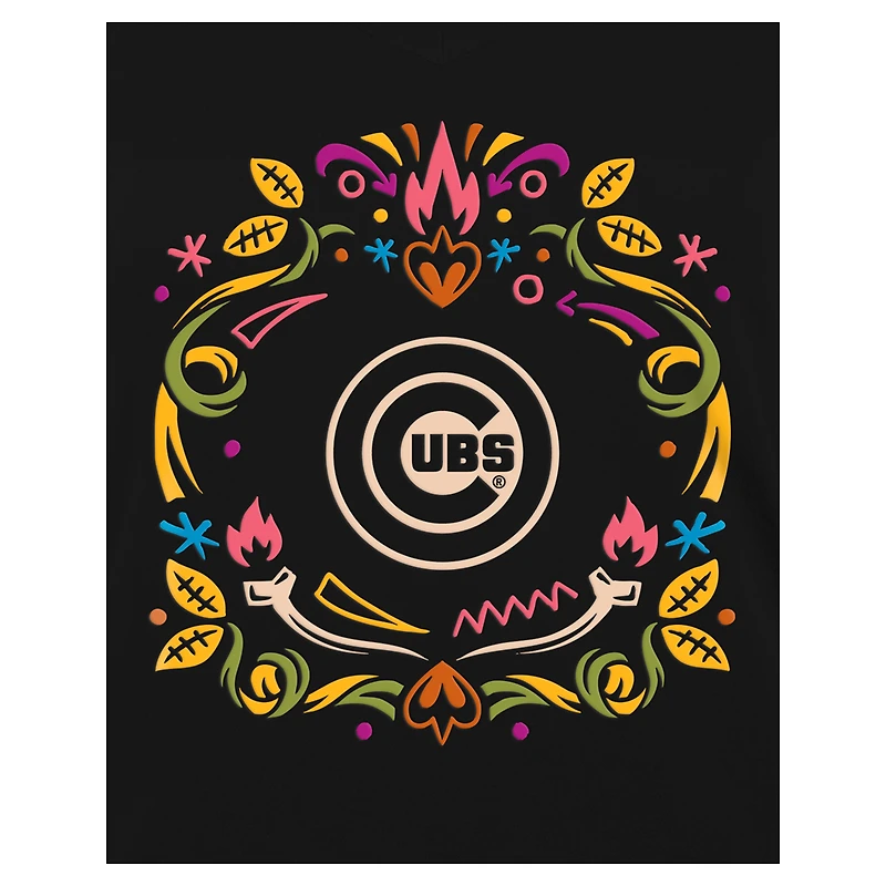Women's New Era Black Chicago Cubs Día de los Muertos V-Neck T-Shirt