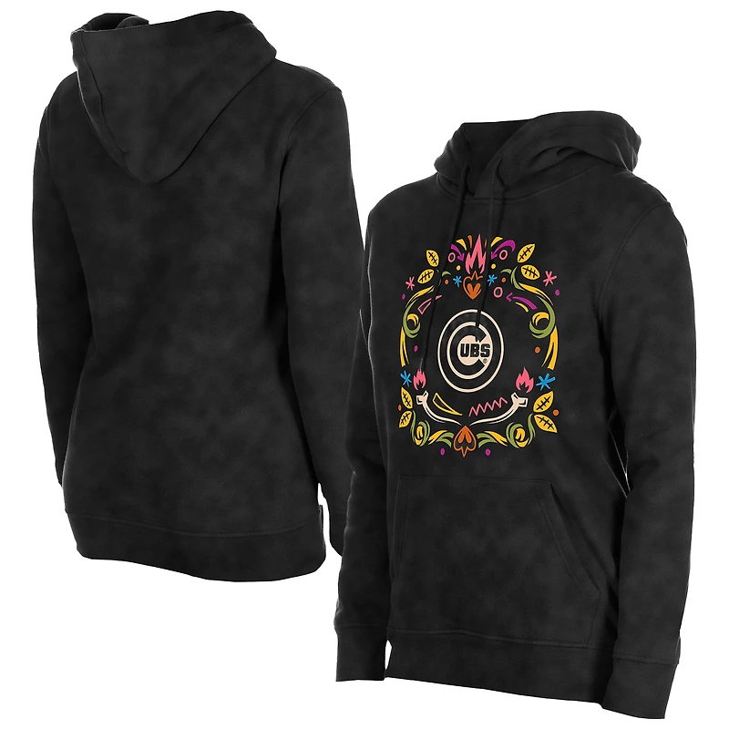 Sweat à capuche noir délavage minéral New Era pour femme des Chicago Cubs Día de Muertos