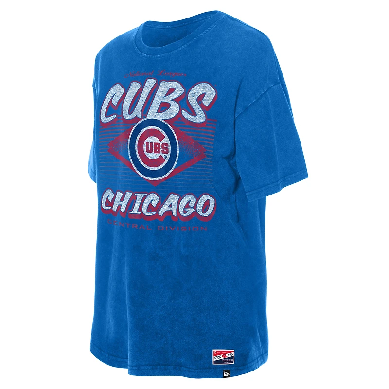 T-shirt oversize bleu délavé minéral des Chicago Cubs pour femme New Era