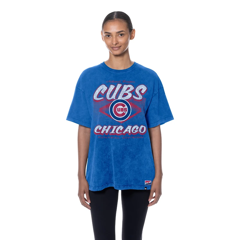 T-shirt oversize bleu délavé minéral des Chicago Cubs pour femme New Era