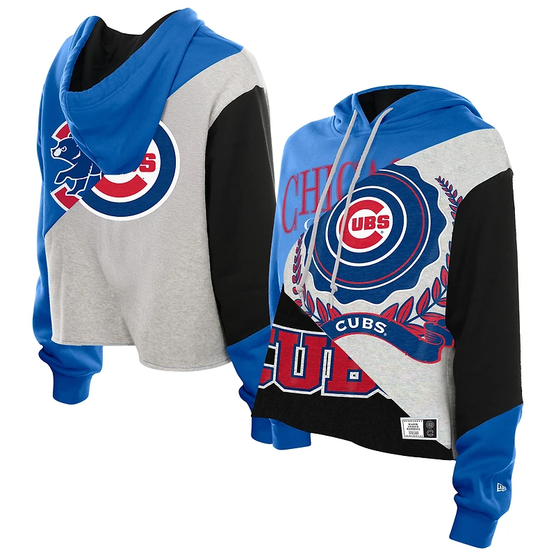 Women's New Era Chicago Cubs Upcycled Color Block Cropped Boxy Hoodie