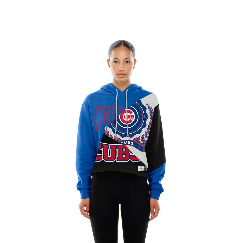 Women's New Era Chicago Cubs Upcycled Color Block Cropped Boxy Hoodie
