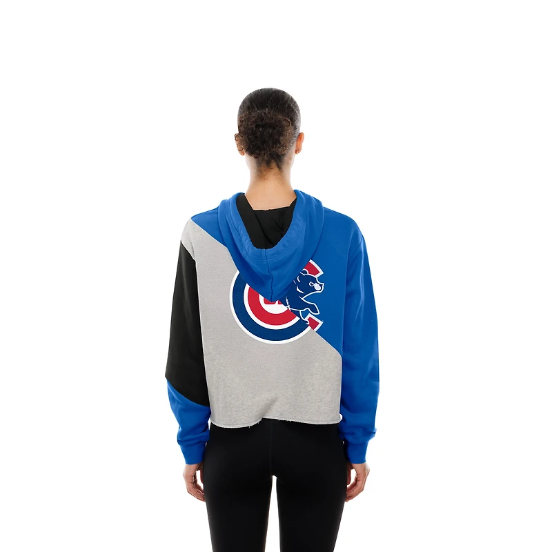 Sweat à capuche court et carré blocs de couleurs recyclés des Chicago Cubs New Era pour femme