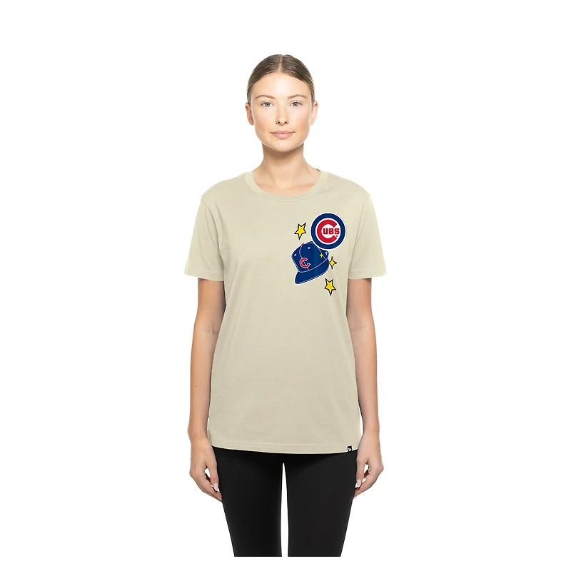 Women's New Era Cream Chicago Cubs Stars & Cap T-Shirt