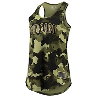 Women's New Era Green Chicago Cubs 2022 MLB Armed Forces Day Camo Racerback Tank Top