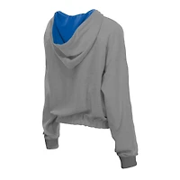 Women's New Era  Heather Gray Chicago Cubs Reversed Out French Terry Quarter-Zip Banded Crop Hoodie