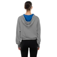Women's New Era  Heather Gray Chicago Cubs Reversed Out French Terry Quarter-Zip Banded Crop Hoodie