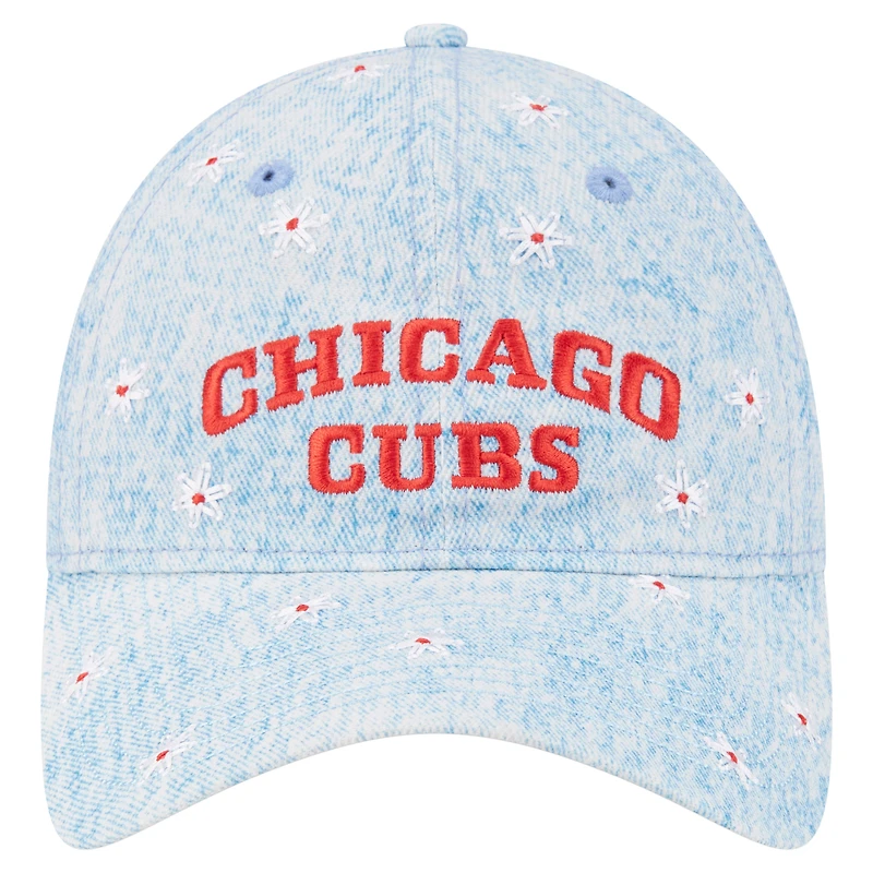 Women's New Era Light Blue Chicago Cubs Daisy All Over 9TWENTY Adjustable Hat