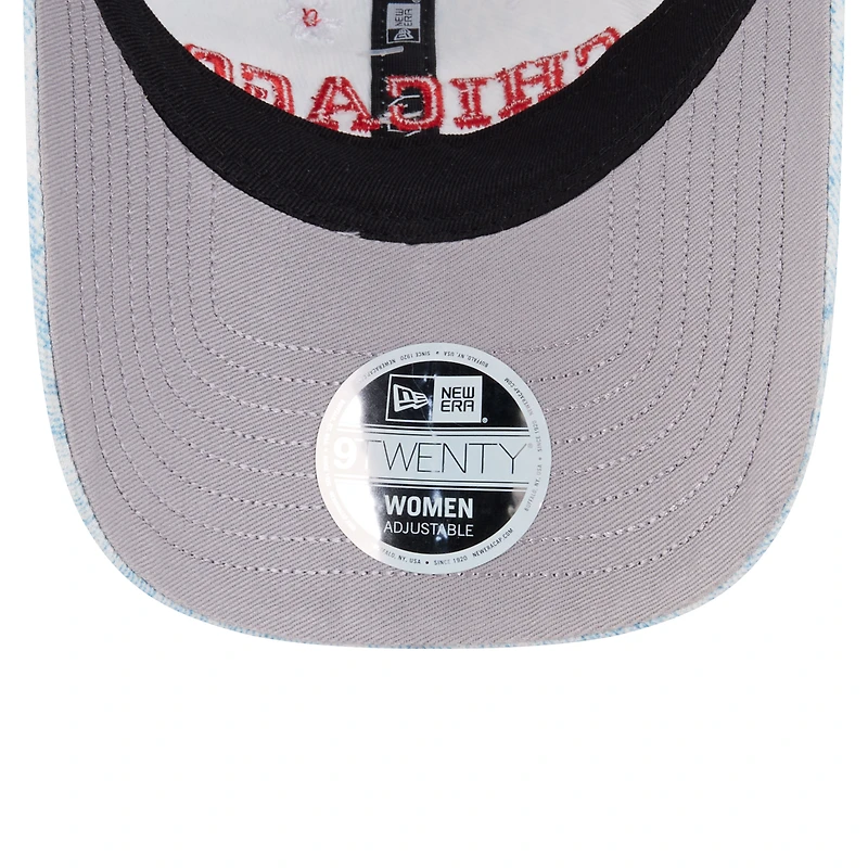 Women's New Era Light Blue Chicago Cubs Daisy All Over 9TWENTY Adjustable Hat