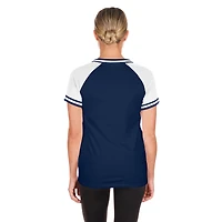 Women's New Era Navy Chicago Cubs Gameday Raglan V-Neck T-Shirt