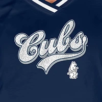 T-shirt à col en V raglan Gameday des Chicago Cubs de New Era pour femme bleu marine