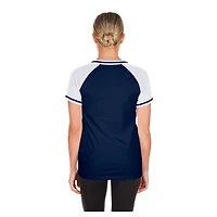T-shirt à col en V New Era bleu marine pour femme, motif Chicago Cubs Gameday