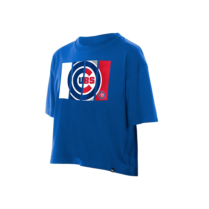 Women's New Era Royal Chicago Cubs Boxy Foil Logo T-Shirt