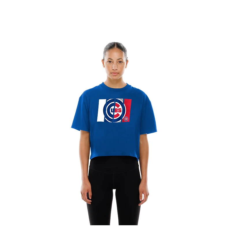 Women's New Era Royal Chicago Cubs Boxy Foil Logo T-Shirt