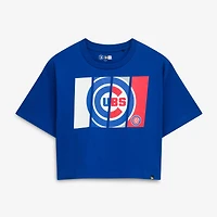 T-shirt New Era Royal Chicago Cubs Boxy Foil Logo pour femme