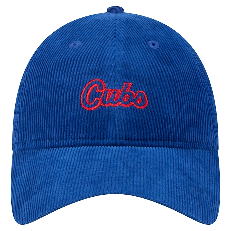 Casquette ajustable en velours côtelé 9TWENTY Royal Chicago Cubs de New Era pour femme