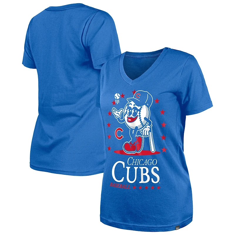 T-shirt col V Little Miss 2 Royal Chicago Cubs pour femme New Era