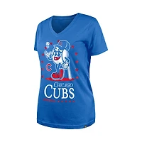 Women's New Era Royal Chicago Cubs Little Miss 2 V-Neck T-Shirt